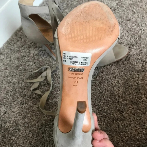 schutz taupe lace up ankle tie point heels - Picture 2 of 12